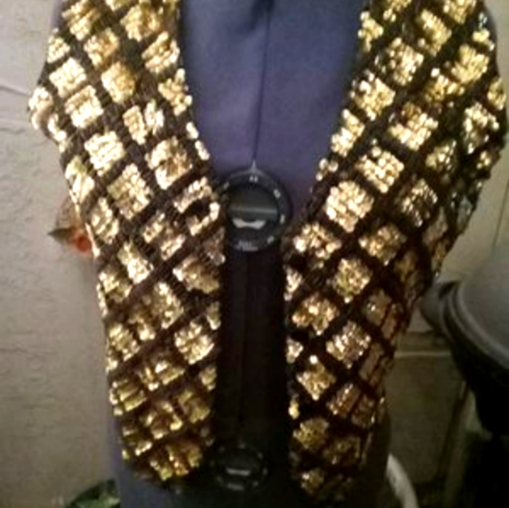 Women's Vest, Gold Sequin,